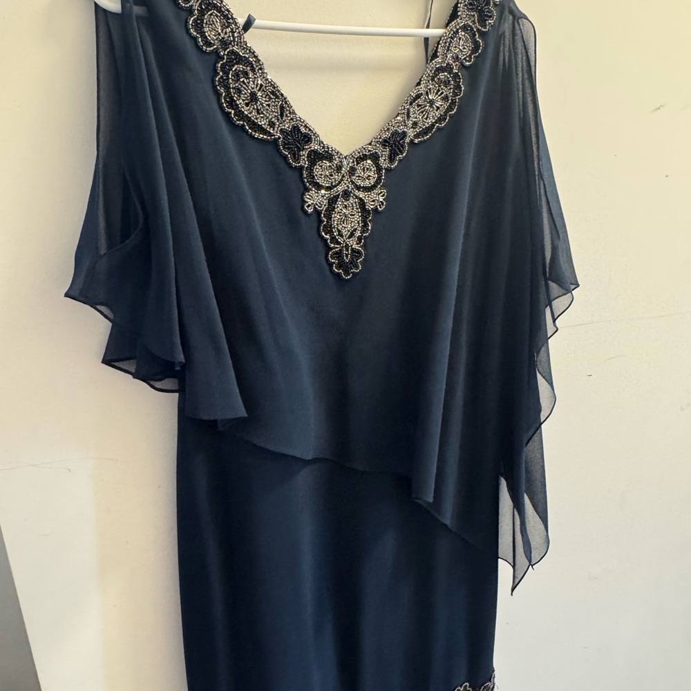Elegant Black Dress with Gold Embroidery